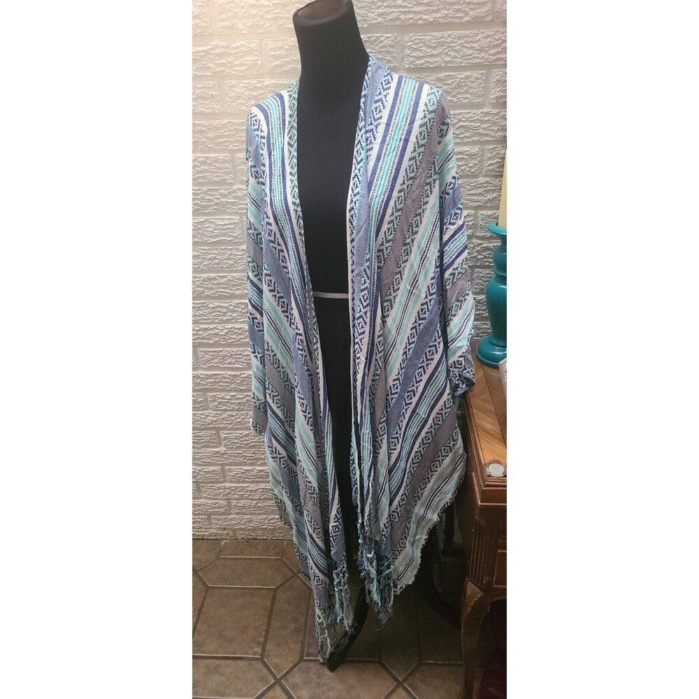 ARIAT Wandering Striped Shawl Poncho One Size Multicolor Fringe Boho Western